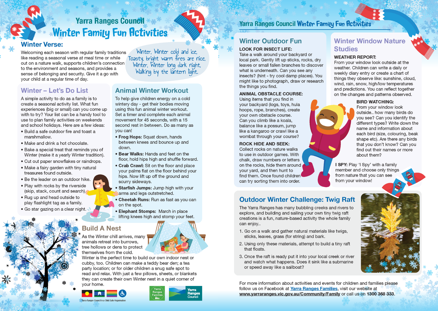 YRC Winter Family Fun Activity Guide 