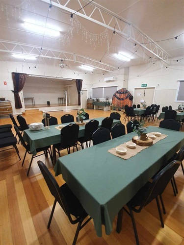 Main hall with tables set up