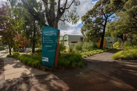 Outside view of the entrance from Main Road