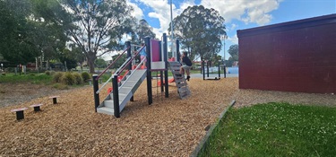 Back of park view of climbing elements