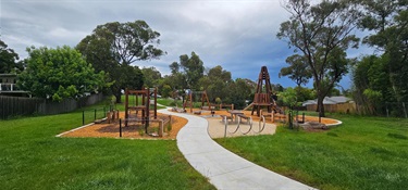 View of play space from rear of park