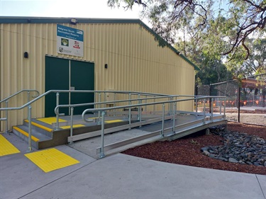 Netball court ramp entry