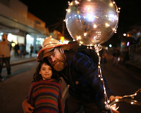 Man and a young girl holding their lantern at the Belgrave Lantern Festival