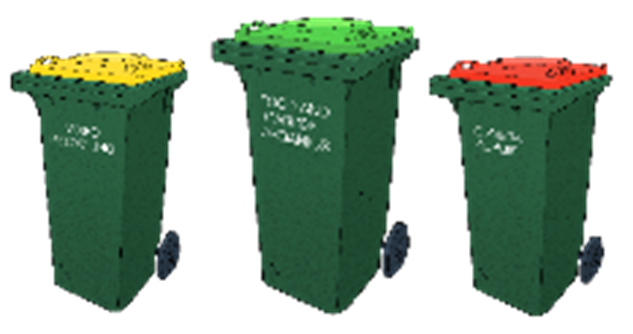 240L FOGO bin 120L Recycling bin 120L Rubbish bin